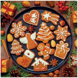 [Z] SALVETES 33X33CM GINGERBREAD ICING DECORATED, Paw Decor Collection