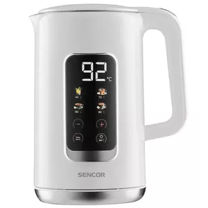 Электрический чайник SENCOR SWK0950WH 1.0 л 2200 Вт, двухстенный, регулировка температуры, LED-дисплей, белый
