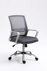Activejet YK01 Office Armchair with Padded Seat Mesh Backrest and Grey Fabric Upholstery