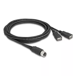 Кабель датчика/исполнителя DeLOCK 60291 2 м M12 2 x USB Type-A черный