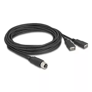 DeLOCK 60651 кабель сенсора/актуатора 3 м M12 2 x USB Type-A Черный