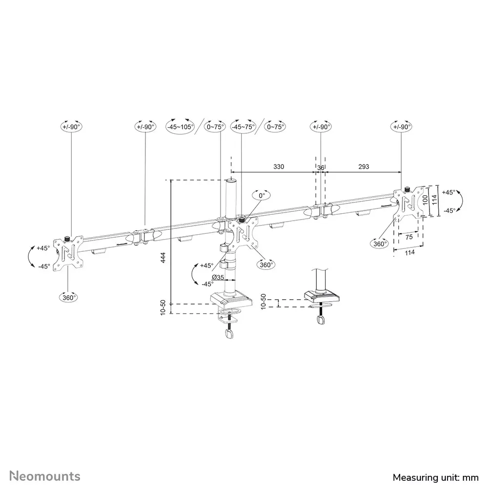 Galda monitora statīvs Neomounts DS60-600BL3 Photo 17