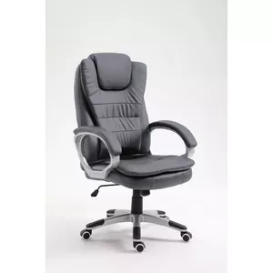 Siltināta biroja grozāmā krēsla ActiveJet YK7304 — pelēks ar polsterētu ādas sēdekli un atzveltni, regulējama atzveltne, gāzes pacēlājs 45–55 cm
