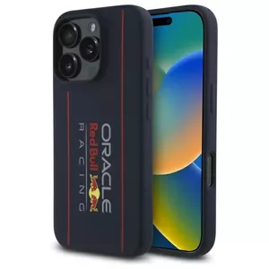 Hardcase phone case red bull RBHMP16X24SIOLRV for iPhone 16 Pro Max navy silicone vertical logo