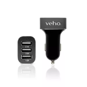 Veho VAA-010 PDA/mobīlo telefonu lādētājs Viedtālrunis, Planšete Melns, Pelēks Cigāru šķiltavas, USB Auto