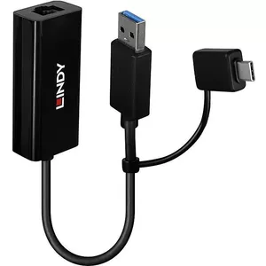 Lindy USB 3.2 Gen 1 Gigabit Ethernet Converter Wired USB Ethernet 5000 Mbit/s Black