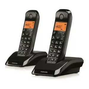DECT стационарный телефон Motorola S12 Duo — беспроводные настольные трубки, определитель номера, 2 трубки, черный