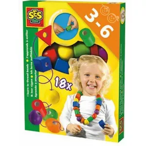 Набор для нанизывания бусин SES I learn to thread beads – разноцветные бусины и нить, 3+