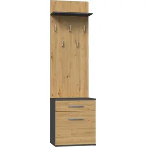 Top e Shop DUO WIESZAK ANT/ART вешалка для одежды антрацит/дуб, ДСП, 5 крючков