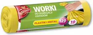 Atkritumu maisi šķirošanai Anna Zaradna 120 L LDPE 10 gab. dzelteni plastmasai un metālam