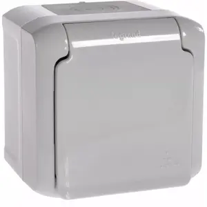 Legrand FORIX vienvietīga rozete 16A IP44 ar aizsargžalūzijām pelēka