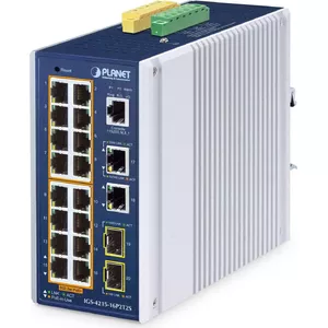 Managed Switch PLANET IP30 16-Port L2/L4 Gigabit Ethernet PoE
