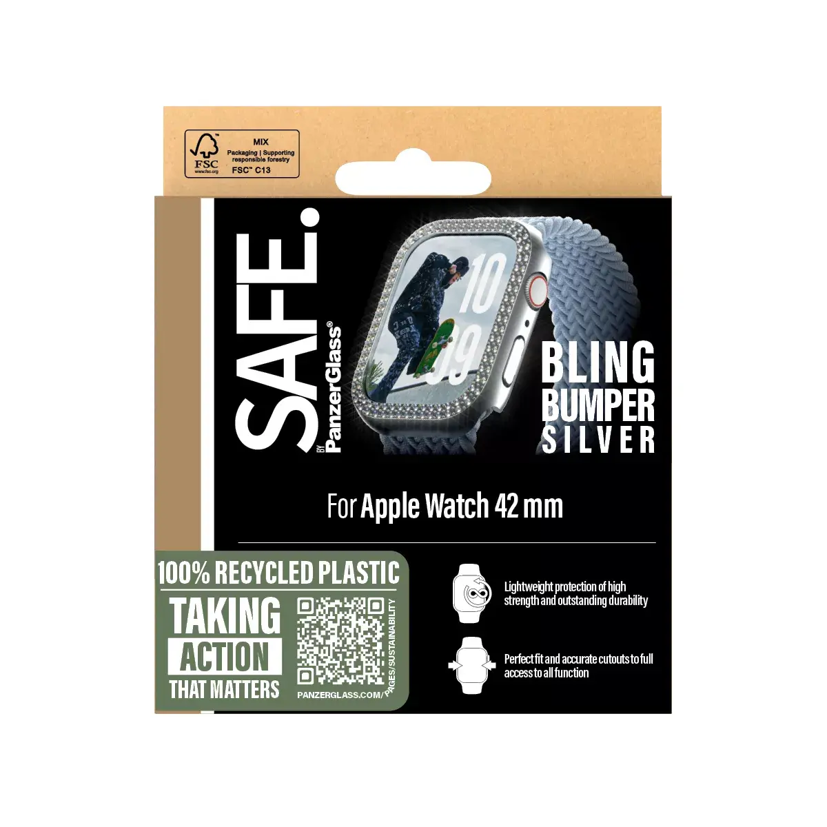 Bumper Case PanzerGlass SAFE. by ® Bling Silver Apple Watch Series 10 Photo 3