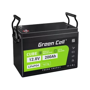 Green Cell LiFePO4 Battery 200Ah 12.8V 2560Wh for Campers Solar Panels
