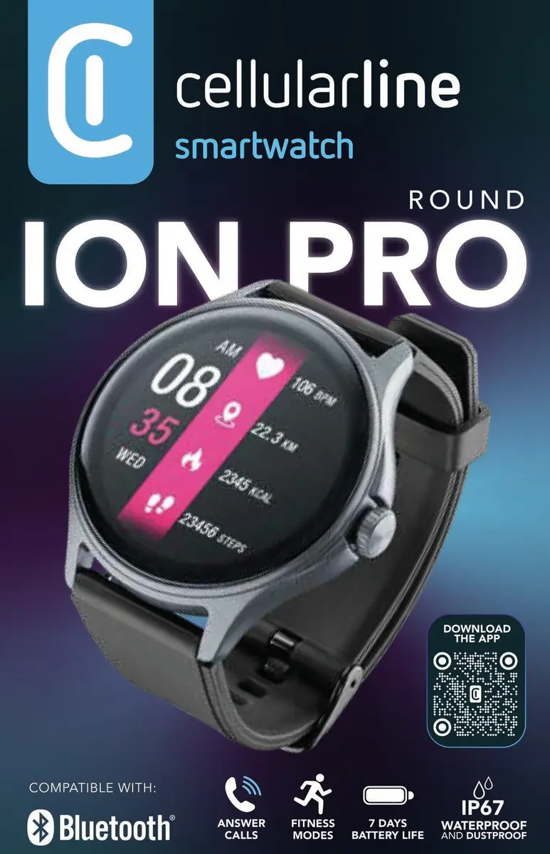 Умные часы Cellularline ION Pro Круглые Bluetooth Черные Photo 7