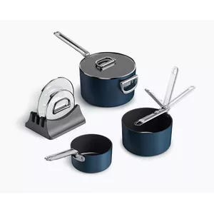 Boiling set Joseph Joseph Space Folding Handle Ceramic Non-stick 3-piece Blue Saucepan Set