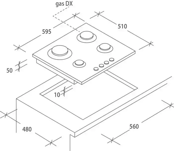 Built-in Gas Hob Candy CDK6GF4WEKB Photo 2