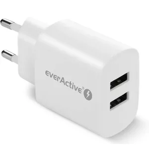 Wall phone charger everActive SC-220 — 2x USB ports, 2.4A per port, 12W total, white
