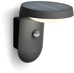 Outdoor wall luminaire Philips 929003260301, black, IP44, facade and garden lighting, day/night sensor