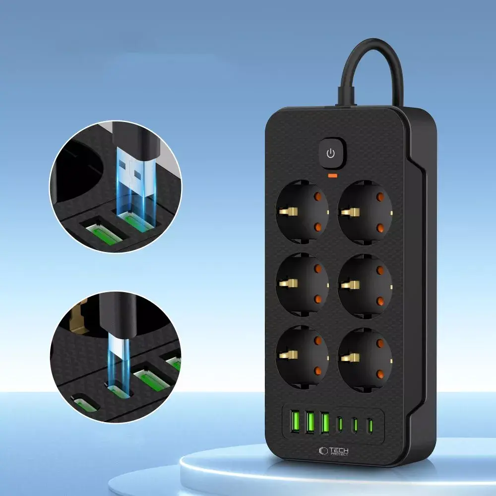 Barošanas sadalītājs Tech-Protect 6 ligzdas 2 m Photo 3