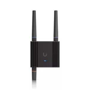 Cellular network router Ubiquiti UMR-Ultra — 4G LTE, NanoSIM, 2.4 GHz Wi‑Fi (802.11g), 2x RJ‑45, 3 external SMA antennas, 5–30 V DC