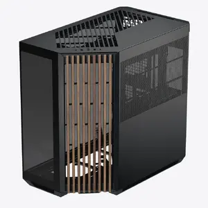 APNX Midi Tower PC Case V1-W-BK-v1 — Black/Wood, ATX/Micro-ATX/Mini-ITX, supports 120/140/160mm front fans