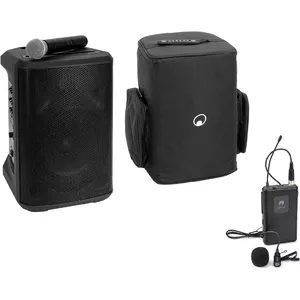 Portable wireless PA system Omnitronic PORTY-8A with lavalier microphone and soft bag