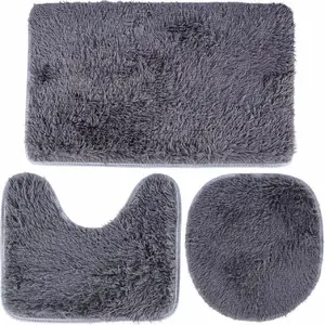 Bath Mat Set Vilde model 569702 — grey bath rugs set