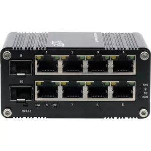 Industriālais gigabitu SFP PoE+ slēdzis Exsys EX-62035MPOE-SFP — 8 PoE+ porti + 2 SFP, tīmekļa pārvaldība