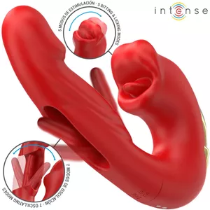 INTENSE NATHY dubultais vibrators ar daudzfunkcionālu stimulējošu atveri, sarkans