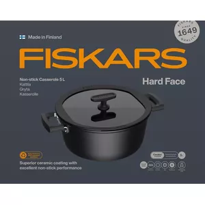 Ceramic pot Fiskars HARD FACE 5 L with lid, non-stick coating