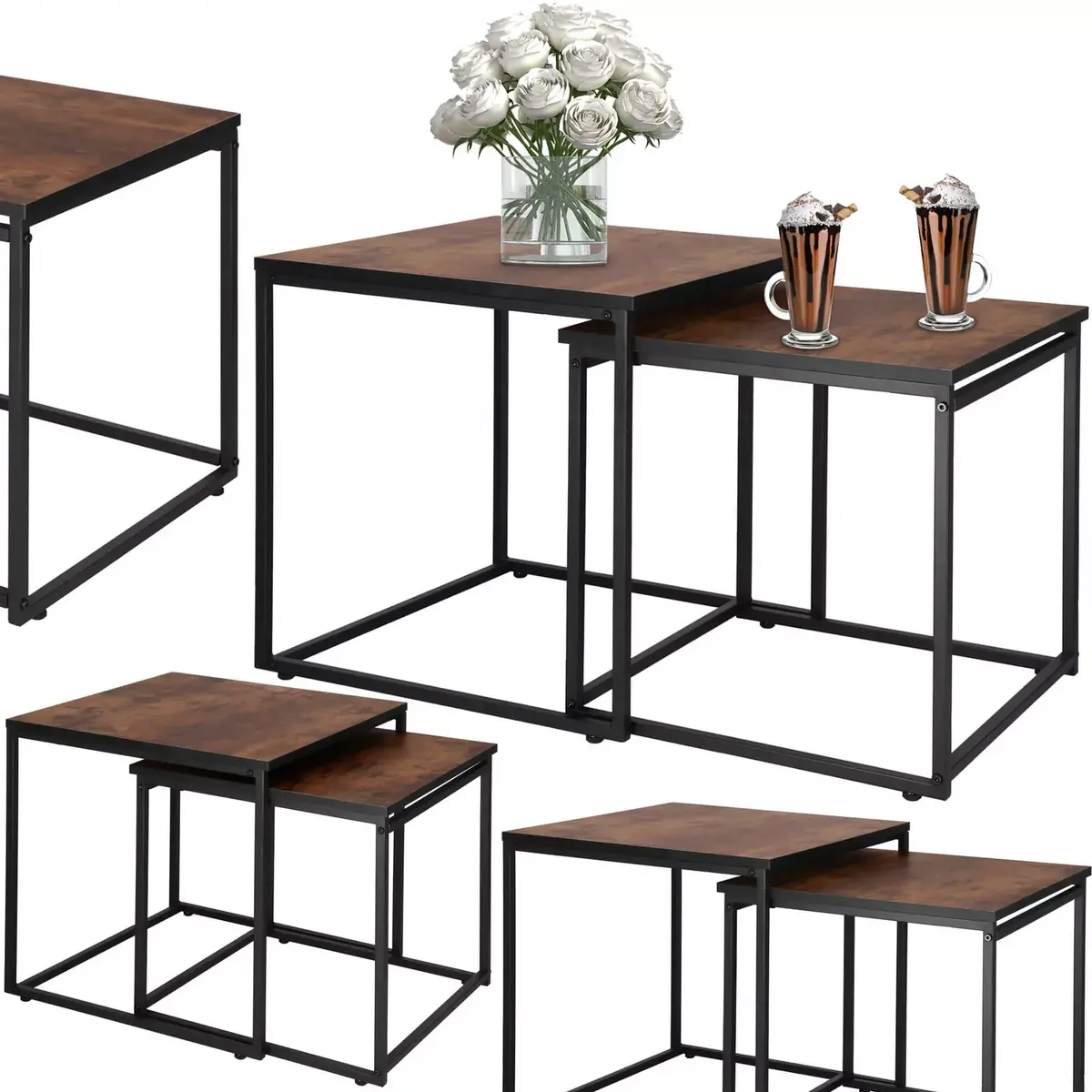 Springos HF0024 coffee table set — 2 square tables Photo 3