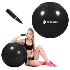 Fitnesa bumba Springos FB0014 65 cm ar pumpi, melna
