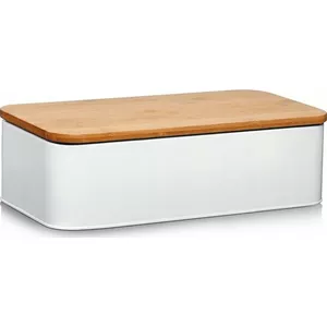 Bread box ZELLER 25375 — rectangular white metal, 425×230×130 mm