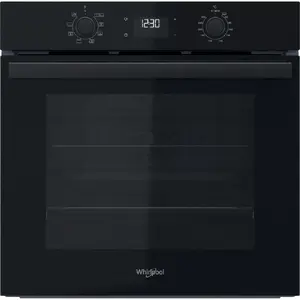 Built-in electric oven WHIRLPOOL OMR55CU1B — 71 L, rotary and touch controls, A energy class, hydrolytic + pyrolytic cleaning, black