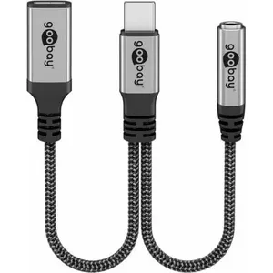 Адаптер GOOBAY USB-C на USB-C с разъёмом 3,5 мм AUX, длина кабеля 0,15 м