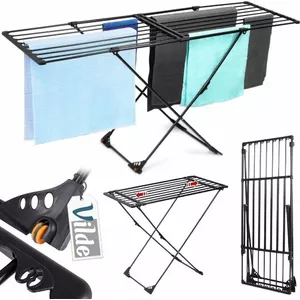 Clothes Drying Rack Vilde metal expandable XXL 110–189 cm black