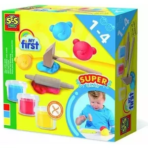 Набор пластилина SES My First — 3×90 г (жёлтый, красный, синий) с молоточком и скалкой
