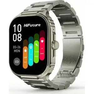 Viedpulkstenis HiFuture Ultra3 Pro sudraba ar Bluetooth un sirdsdarbības monitoru