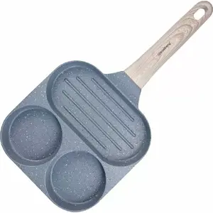 Frying Pan Klausberg KB-7817 3-in-1 Marble Coating for Eggs Pancakes Patties Grill, Grey
