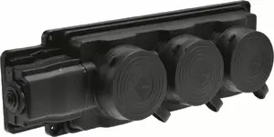 PAWBOL āra trīskāršā kontaktligzda D.3159/3 — gumijota, melna, IP44