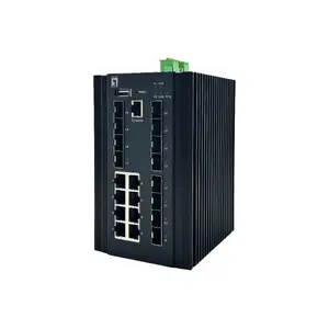 Industriālais pārvaldāmais L2+ komutators LEVELONE IGU-2072 — 20 porti: 8×1GbE RJ45, 8×1GbE SFP, 4×1/2.5GbE SFP, DIN-rail, -40–80°C