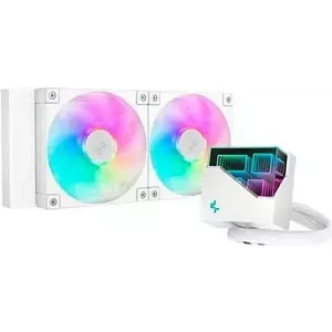 All-in-one liquid cooler DeepCool LT240 White — 240 mm radiator, 2x 120 mm PWM fans (600–2400 RPM), 41 cm tubes, for LGA1150