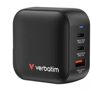 Зарядное устройство Verbatim Mini GaN 70W 3 порта US с адаптерами EU UK