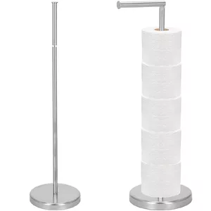 Toilet Paper Holder Springos TS0001 Chrome 2-in-1 design — wall-mounted dispenser with spare roll function