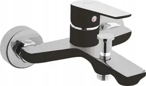 Bathroom faucet INVENA DOKOS BLACK short handle black/chrome finish, single-lever mixer