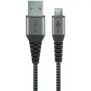 USB cable GOOBAY 49283 — USB 2.0, Micro‑USB B to USB A, 2 m, black/grey