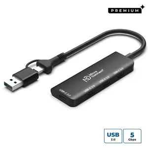 MicroConnect UC0070-5G-USB-C-4IN1-C USB 3.2 Gen 1 Type-C interfeisa centrmezgls ar 4 portiem un 5000 Mbit/s datu pārsūtīšanas ātrumu, sudraba