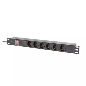 PDU Lanberg PDU-06F-0200-BK 6 AC izejas 1U Melns