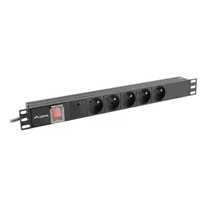 PDU Lanberg PDU-05E-0200-BK 5 AC izejām 1U Melns